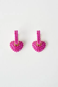 18k Pearl Heart Drop Earrings