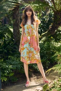 Pleat Front Midi Dress