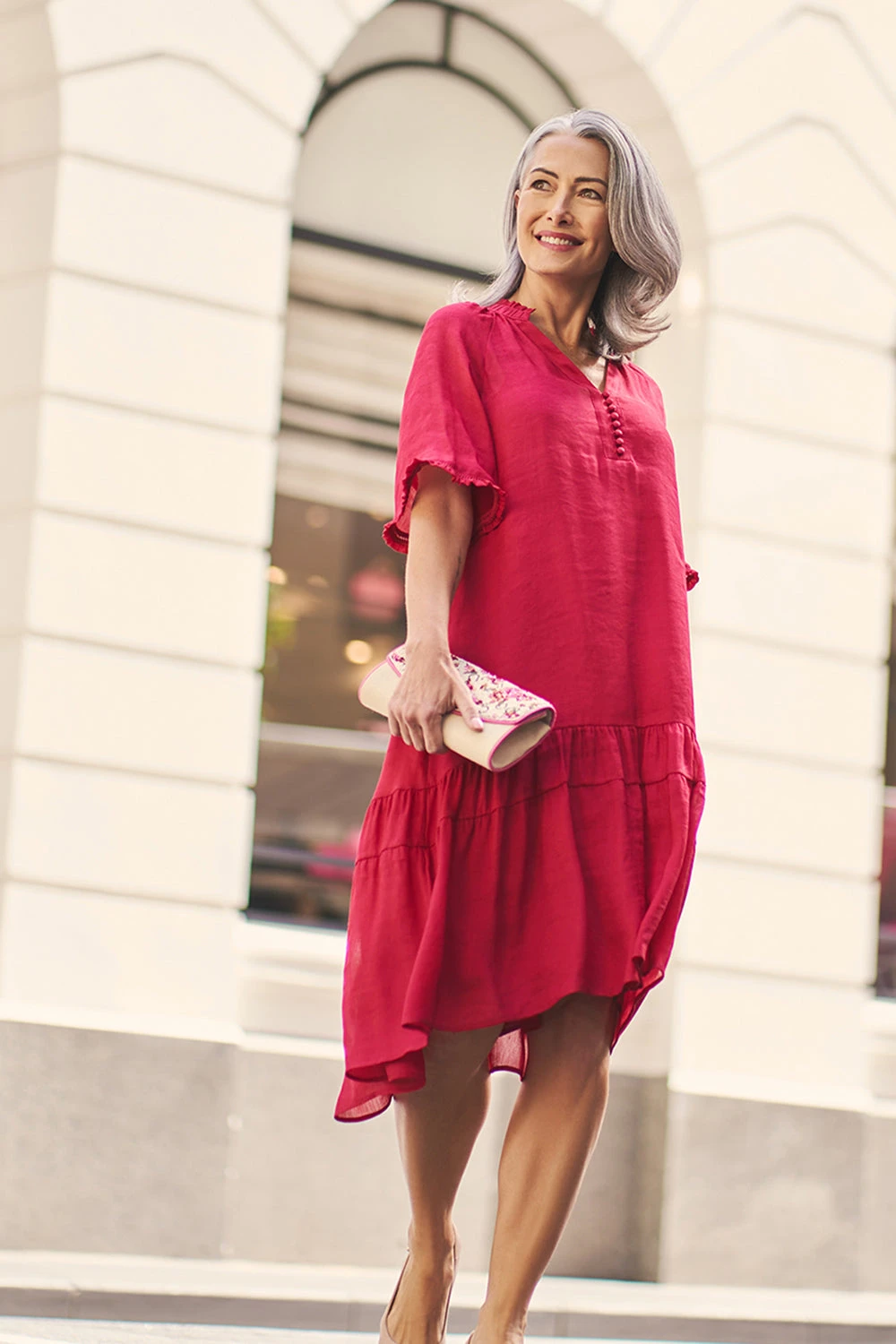 Linen Silk Ruffle Dress 3 Linen Silk Ruffle Dress