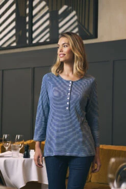 Stripe Henley T-Shirt -Blue Illusion 23.03.01.Blue .Illusion1673edit crop