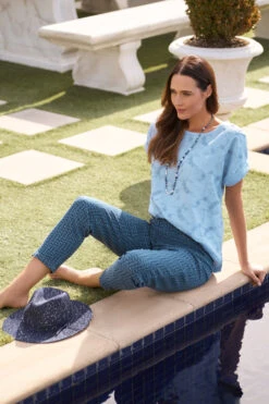 Mixed Linen Floral T-Shirt