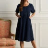 Button Detail Linen Dress -Blue Illusion 23.05.10.BlueIllusion s14 1109