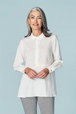 Asymmetric Longline Shirt -Blue Illusion 30679 461856 59541