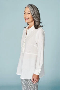 Asymmetric Longline Shirt -Blue Illusion 30679 461856 59543