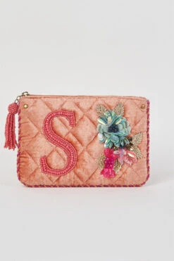 S Letter Velvet Purse