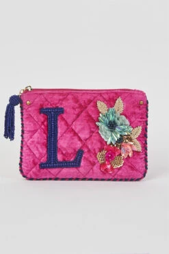 L Letter Velvet Purse