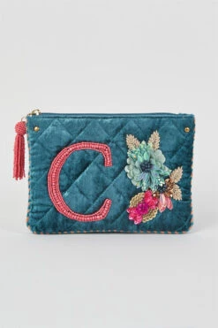 C Letter Velvet Purse