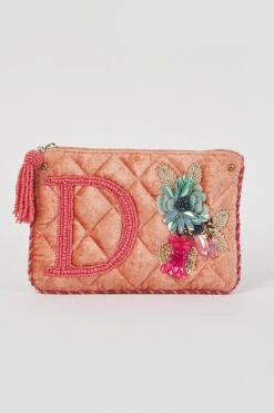 D Letter Velvet Purse