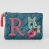 R Letter Velvet Purse -Blue Illusion 30722 461944 61004