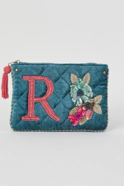 R Letter Velvet Purse