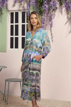 Landscape Print Shirt Dress