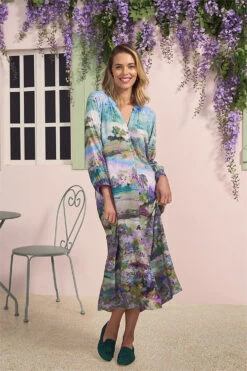 Landscape Print Shirt Dress -Blue Illusion 30895 462569 60526