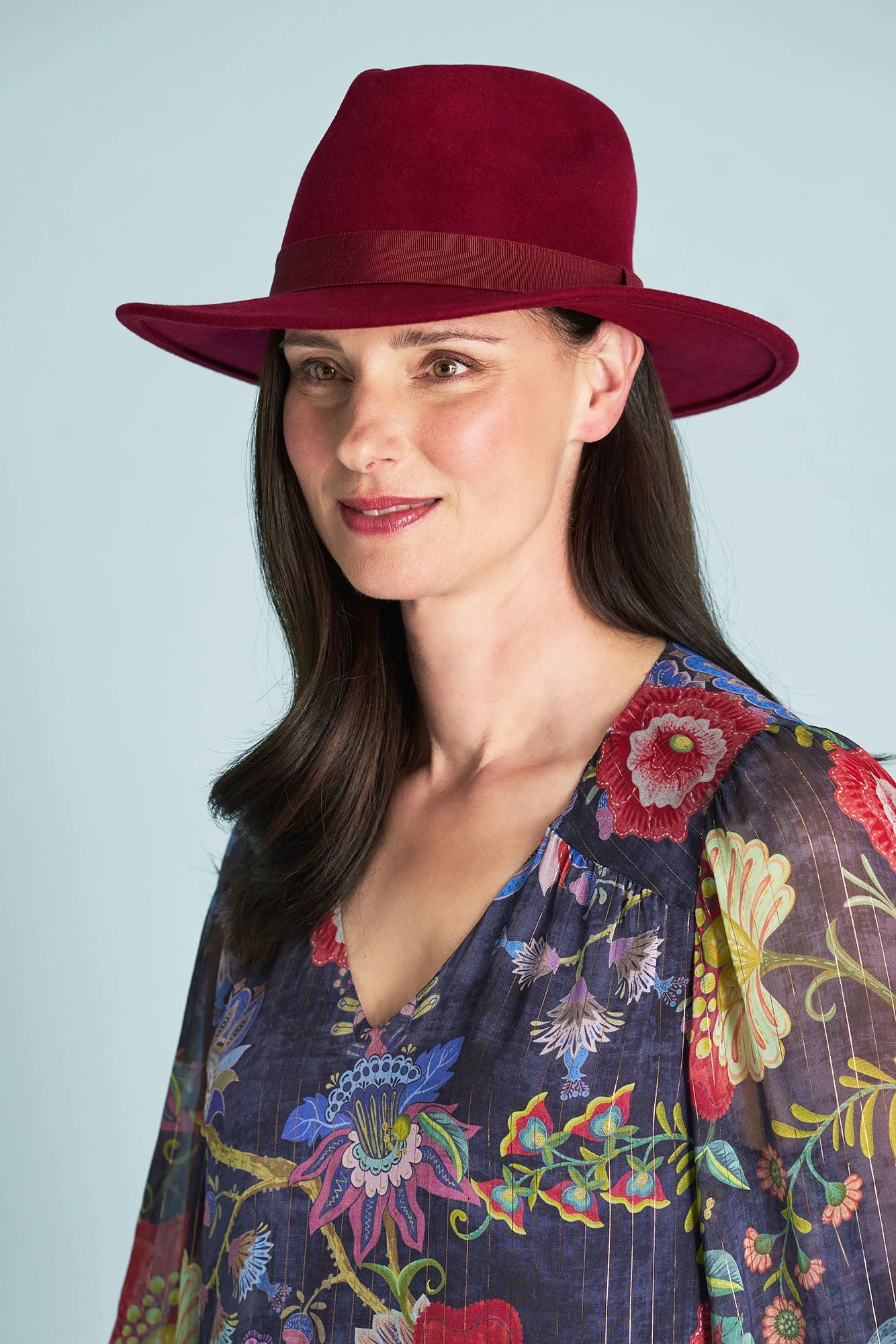 Burgundy Wool Felt Fedora 5 Burgundy Wool Felt Fedora - Image 3