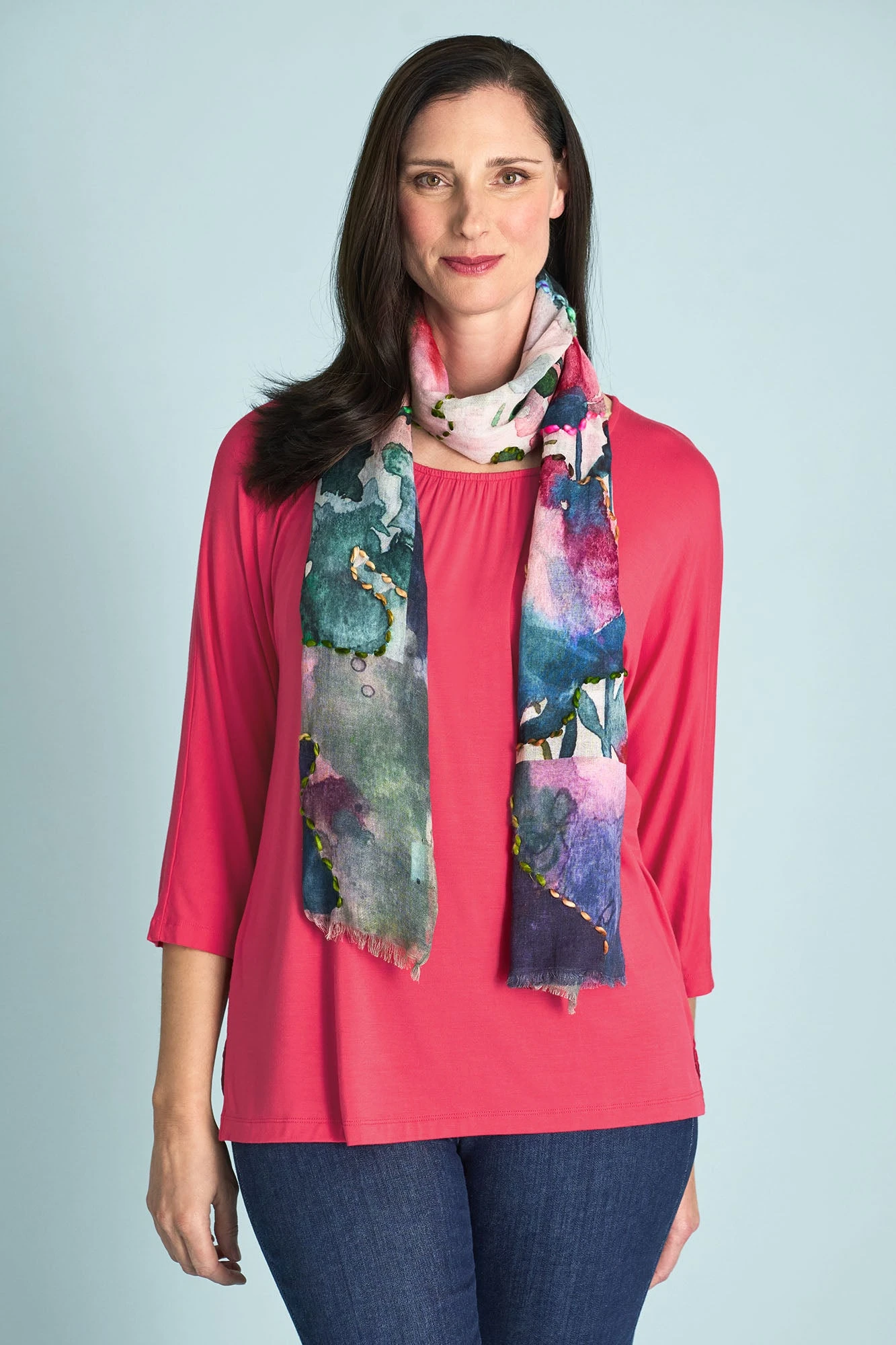 Winter Watercolour Embroidered Scarf 4 Winter Watercolour Embroidered Scarf - Image 2