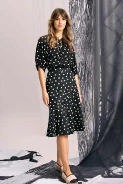Polka Dot Linen Skirt