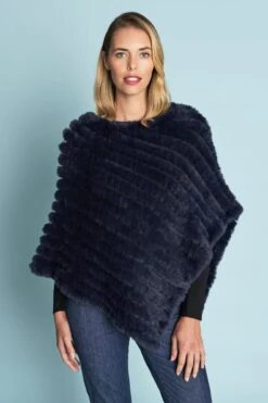 Ink Faux Fur Poncho