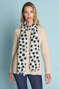 Polka Dot Wool Blend Scarf -Blue Illusion 4A POLKADOTWOOLBLENDSCARF1062edit