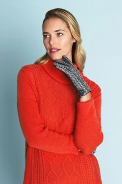 Tweed Top Leather Glove -Blue Illusion 4A TWEEDTOPLEATHERGLOVE1293edit