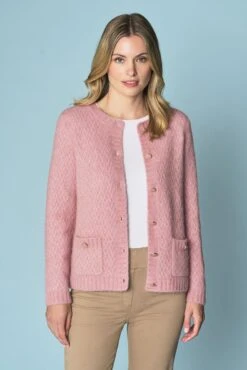 Lattice Jacquard Cardigan -Blue Illusion 4B LATTICEJACQUARDCARDIGAN6938edit