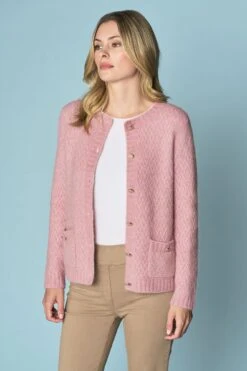 Lattice Jacquard Cardigan -Blue Illusion 4B LATTICEJACQUARDCARDIGAN6959edit
