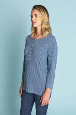 Stripe Henley T-Shirt -Blue Illusion 4T STRIPEHENLEYTSHIRT0655edit