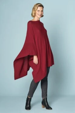 Brick Ribbed Merino Poncho