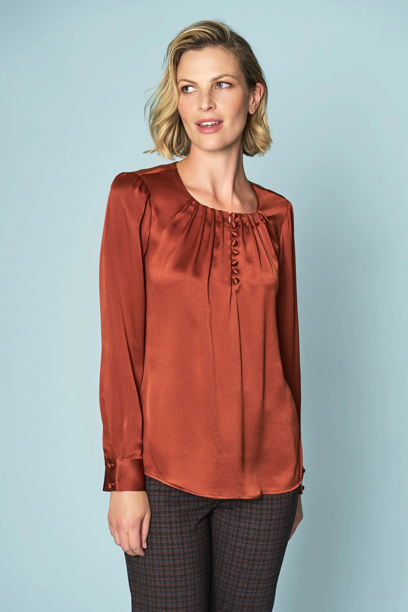 Button Detail Silk Blouse 3 Button Detail Silk Blouse