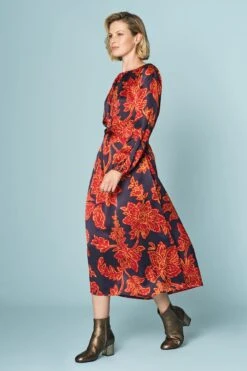 Silk Tie Waist Dress -Blue Illusion 5A SILKTIEWAISTDRESS9788edit