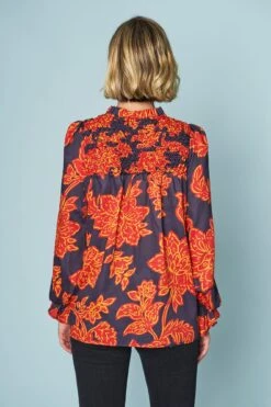 Smocked Cotton Printed Top -Blue Illusion 5A SMOCKEDCOTTONPRINTEDTOP9624edit