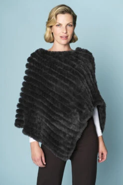 Black Faux Fur Poncho
