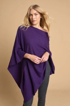 Grape Ribbed Merino Poncho