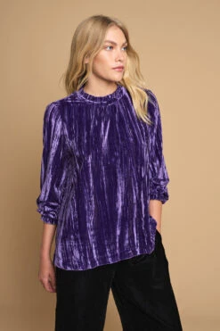 High Neck Velvet Top -Blue Illusion 6A HIGHNECKVELVETTOP5921