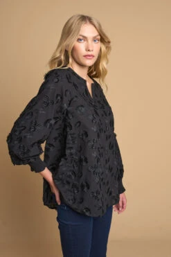 Jacquard Cotton Blouse -Blue Illusion 6A JACQUARDCOTTONBLOUSE1006597