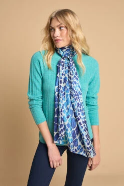 Reptilian Print Silk Scarf -Blue Illusion 6A REPLTILLIANPRINTSCARF6371