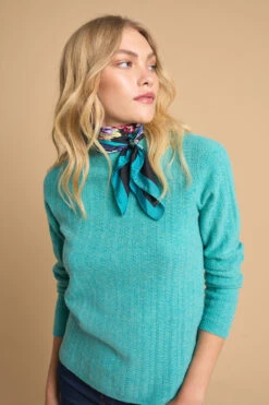 Romantic Floral Silk Scarf -Blue Illusion 6A ROMANTICFLORALSILKSCARF6404