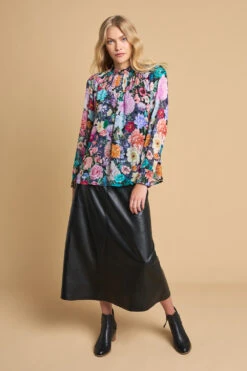 Shirred Georgette Blouse -Blue Illusion 6A SHIRREDGEORGETTEBLOUSE5396