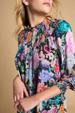 Shirred Georgette Blouse -Blue Illusion 6A SHIRREDGEORGETTEBLOUSE5487