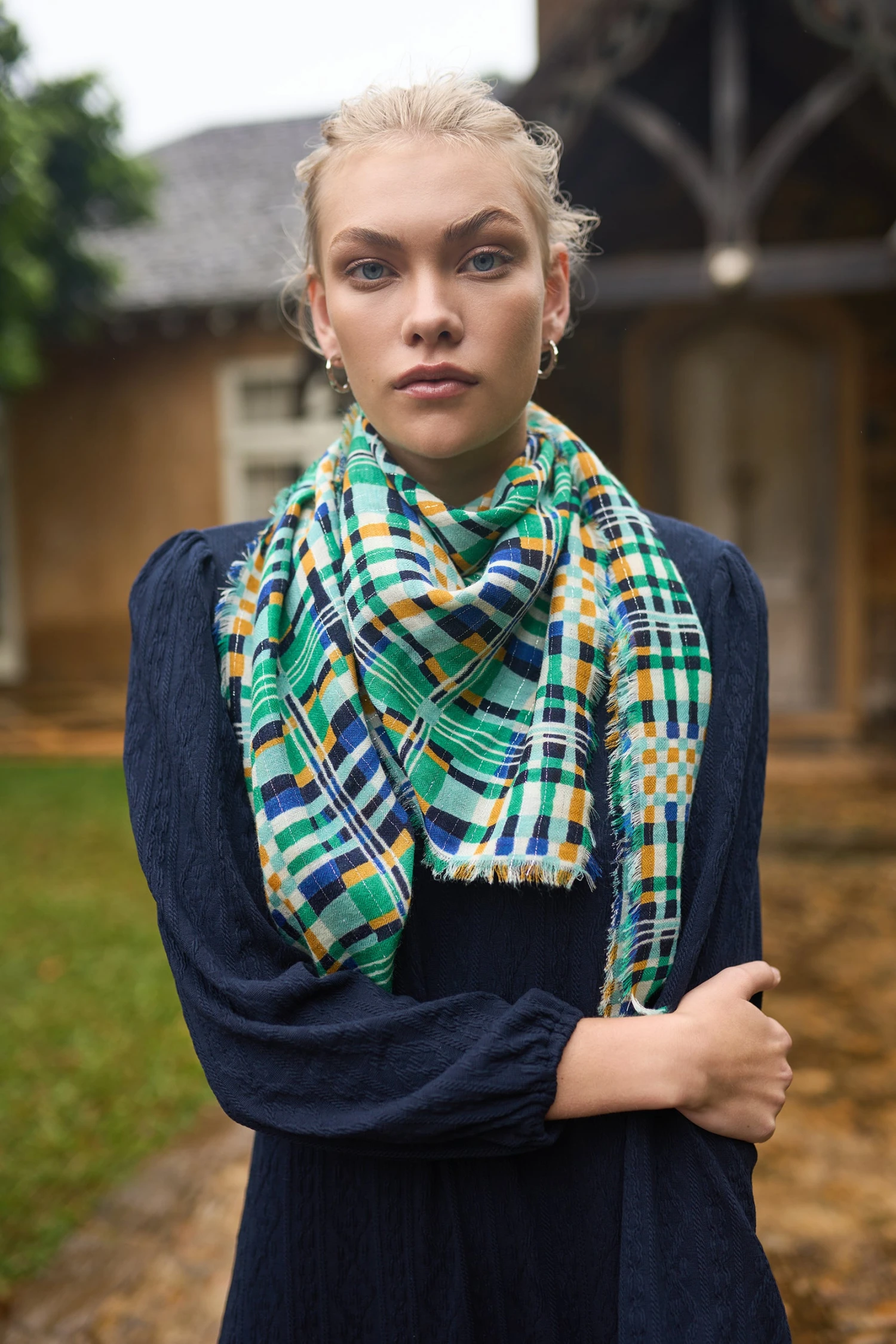 Lurex Check Scarf 4 Lurex Check Scarf - Image 2