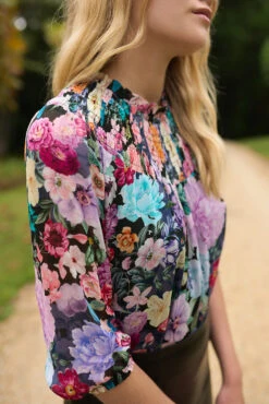 Shirred Georgette Blouse -Blue Illusion 6B 23.04.21.Blue .Illusion9797edit