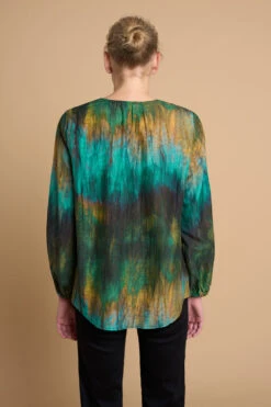 Cotton Silk Blouson Blouse -Blue Illusion 6B COTTONSILKBLOUSONBLOUSE8416