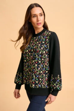 Embellished Cotton Sweater -Blue Illusion 6B EMBELISHEDJUMPER 3498