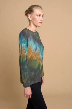 Long Sleeve Jersey Top -Blue Illusion 6B HIGHNECKJERSEYTOP8227