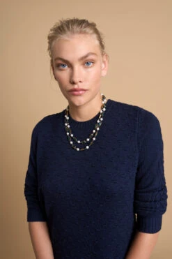 Pearl And Stone Necklace -Blue Illusion 6B PEARLANDSTONENECKLACE7787