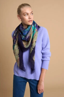 Painted Square Scarf -Blue Illusion 6B PRINTEDSQUARESCARF7865