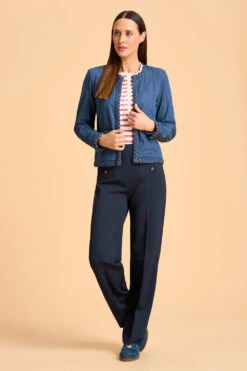 Braid Trim Denim Jacket -Blue Illusion 7A BRAIDTRIMDENIMJACKET 2486