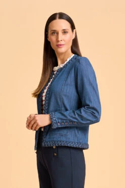 Braid Trim Denim Jacket -Blue Illusion 7A BRAIDTRIMDENIMJACKET 2496