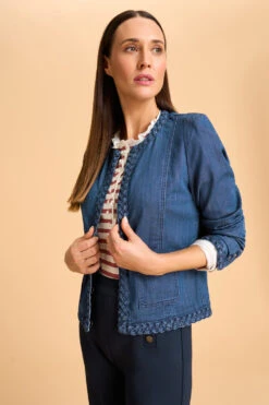Braid Trim Denim Jacket -Blue Illusion 7A BRAIDTRIMDENIMJACKET 2509