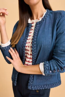 Braid Trim Denim Jacket -Blue Illusion 7A BRAIDTRIMDENIMJACKET 2512