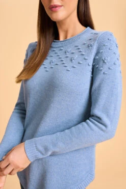 Hand Embroidered Wool Jumper -Blue Illusion 7A HANDEMBROIDEREDWOOLJUMPER 2683