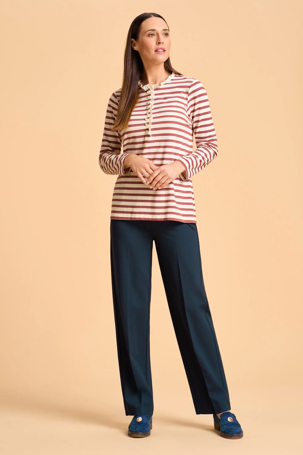 Ruffle Trim Henley T-Shirt 4 Ruffle Trim Henley T-Shirt - Image 2